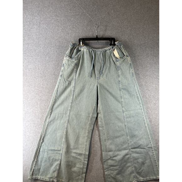 Free People Veritas Wide Leg Jeans Size Medium Drawstring - Picture 3 of 10